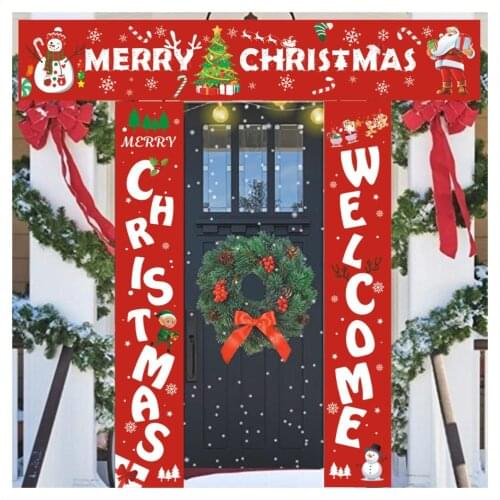Merry Christmas Santa Claus Banner Flag Door Window Hanging Ornament Xmas Decor Christmas Decorations for Home Outdoor Xmas