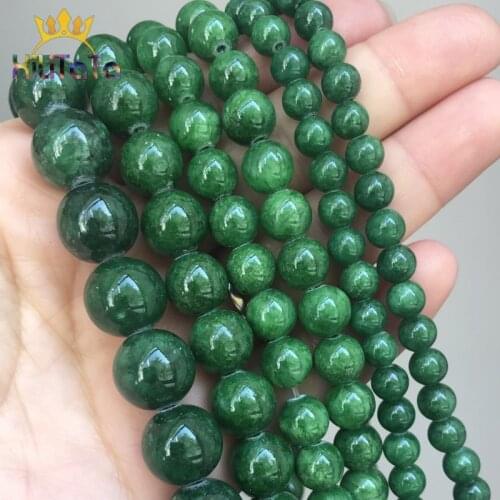 Natural Stone Beads Green Jades Round Loose Beads For Jewelry Making DIY Bracelet Necklace Accessories 15''Inches 4/6/8/10/12mm