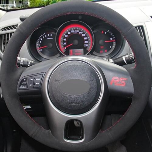 Black Suede DIY Hand-stitched Car Steering Wheel Cover for Kia Forte 2009-2014 Soul 2010-2013