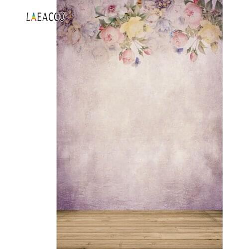 Laeacco Flower Pattern Wall Wooden Floor Baby Child Photography Backgrounds Customized Photographic Backdrops For Photo Studio