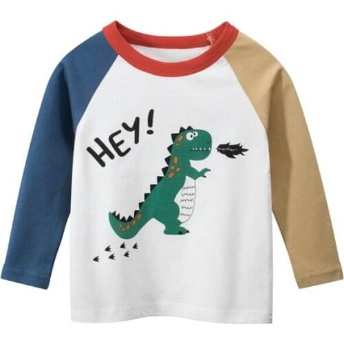 Boys T Shirt Car And Dinosaur Print Long Sleeve Baby Girls T-Shirts Cotton Childrens T-Shirt O-Neck Tee Tops