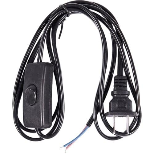 GTBL US Plug 1.8M Power Cord on/off Button Switch AC110V 3A AC250V 6A Black