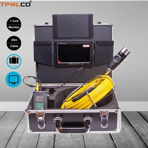 42mm HD 1200 TVL Endoscope Camera With Bright Night Vision Light 20m 7Inch Color TFT LCD Screen Dual Len Pipe Inspection System