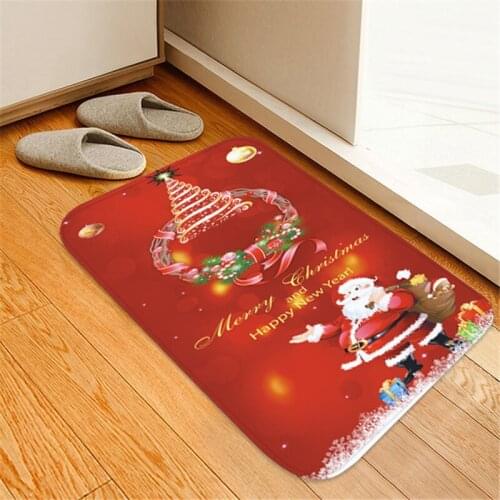 Christmas Carpet Decoration Home Floor Mat Room Non-Slip Flannel Rug Santa Claus Xmas Snowman Christmas Decorations For Home
