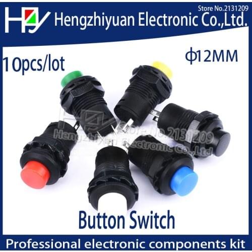 Red Green Yellow black white Blue 12MM Self Return Momentary Self-locking Power Switch Push Button Switch ON-OFF