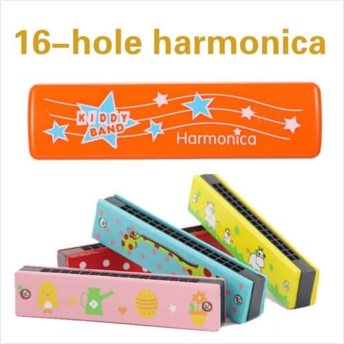 16 Hole Cute Harmonica Musical Instrument Montessori Intellectual Toy Cartoon Pattern Harmonica Kids Children Gifts