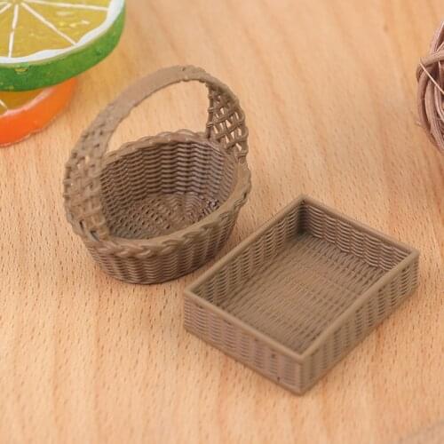 Mini 1pcs 1:12 Dollhouse Rattan Resin Frame Hand-woven Vegetable Food Storage Basket Dolls Dinning Room Decoration Props