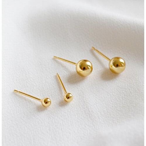 925 sterling silver stud earring women oorbellen, new gold color bead ball earings girl gift boucles d'oreille femme jewelry