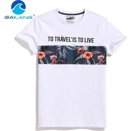 Gailang Brand Design Printed T Shirt Summer Mens Short Sleeve Tee Tops Plus Size XXXL Tshirts Cotton O Neck T-shirt Casual