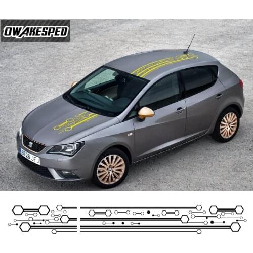 Car Hood Roof Decor Sticker For-Seat Ibiza 3-5 doors Auto Engine Cover Vinyl Decals Car Whole Bonnet Racing Stripes