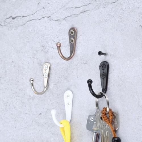 5Pcs Single Prong Hook Wall Mounted Cloth Hanger Hook for Coats Hats Towels Keys Clothes Door Hanger Home Decor w/Screws