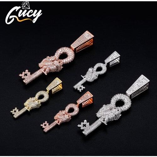 New Big and Small Size Owl Key Pendant Necklace Iced Full Micro Pave Cubic Zirconia Hip Hop Jewelry For Women Gift