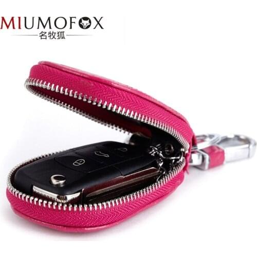 New Arrival Key Holder Wallet Genuine Leather Unisex Solid Key Wallet Organizer Bag Car Housekeeper Wallet Card Holder W100