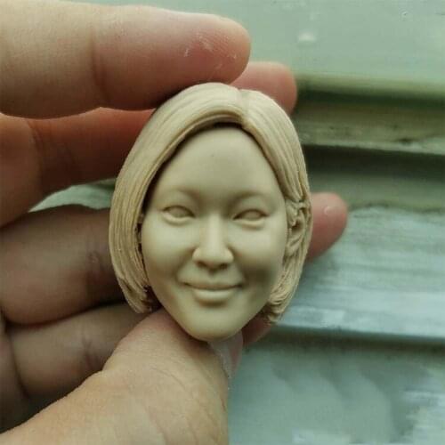 1/6 Vintage Pure Girl Students Unpainted Head with Short Hair Smile Face for 12''Figures