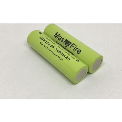2pcs/lot Original MasterFire 3.7V IMR 18650 3000mAh High Drain 30A Pulse E-cigs Lithium Battery Rechargeable Batteries