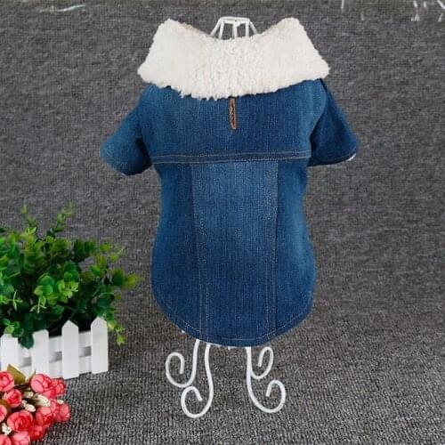 Autumn and Winter New Two-legged Dog Coat Pet Clothes Denim Plus Fleece Jacket Thick Warm Cotton Clothes Dog Jean Jacket