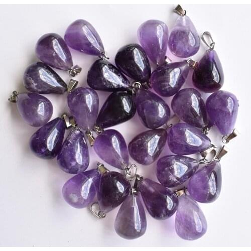 2020 Fashion hot selling Natural amethysts charms water drop Pendants for jewelry marking 20Pcs/Lot Wholesale free shipping