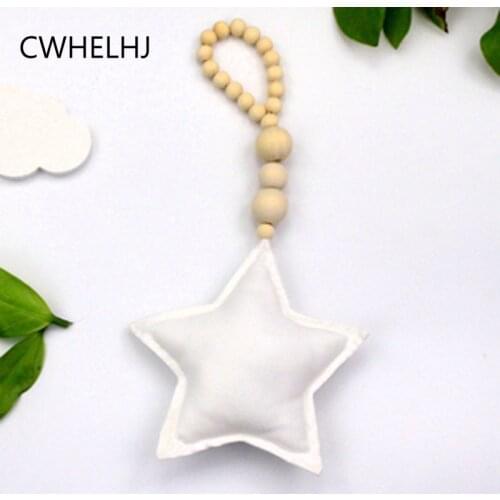 Nordic Stars Moon Heart Wall Hanging Decoration Kids Room Tent hanging pendant Wood Beads Childrens Birthday Photography Props