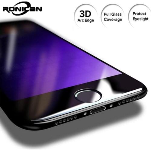 RONICAN 9H 3D Full Cover Anti Blue Light Tempered Glass Screen Protector for iPhone 7 plus Curved Film Soft Edge for iphone 7