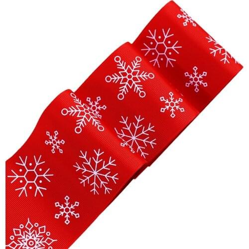 T.R RIBBON 3 inch 75mm white snowflakes printed grosgrain ribbon for ribbon bows