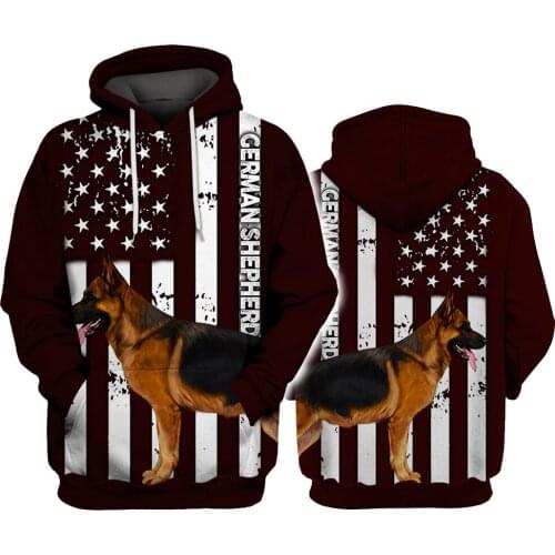 German Shepherd USA Flag 3D Hoodies Printed Pullover Men For Women Funny Sweatshirts Christmas Sweater Drop Shipping