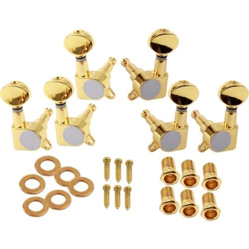 Tooyful Electric Acoustic Guitar Tuning Pegs Locking String Tuners Twist Lock Tuner 3 Left 3 Right With Screws Ferrules