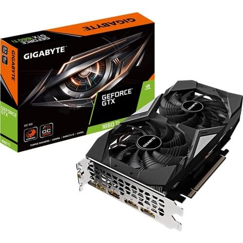 GIGABYTE GeForce GTX 1660 Ti OC 6G 192-bit GDDR6 DisplayPort 1.4 to HDMI 2.0B Windforce 2X with cooling system graphics cards
