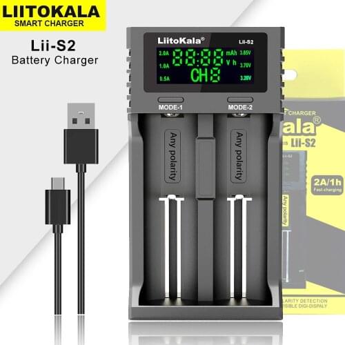 Liitokala Lii-S2 LCD 3.7V 3.2V 18650 18350 18500 21700 14500 26650 AA NiMH Rechargeable Lithium-Battery Charger