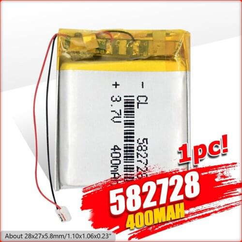 1/2/4 Pcs 3.7V 400mAh Li-polymer Battery 582728 Rechargeable Lithium Polymer Batteries MP3 MP4 PDA Selfie Stick GPS DVD Bateria