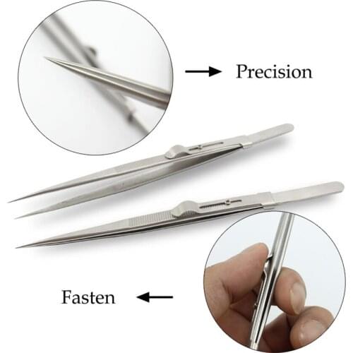 1PC Precision Adjustable Slide Lock Anti Static Tweezers Jewelry Electronic Component Tightly Holding Repair Tools Eyelash Clip