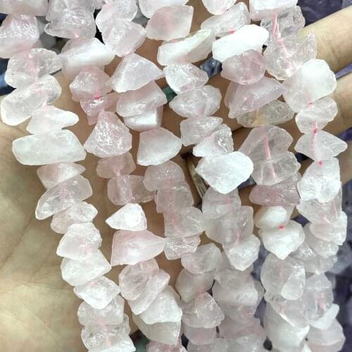 10-15mm Natural Irregular Freeform Raw Rose Quartzs Crystal Stone Beads Minerals Charm Diy Bracele Necklace Jewelry Making 7.5"