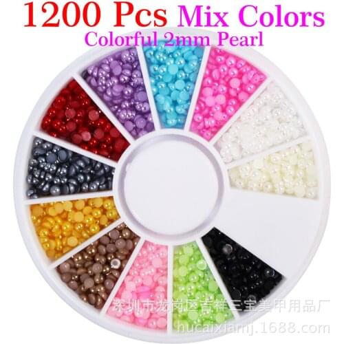12 colors of pearl nail decoration nail art tool mixed colour nail ringstone