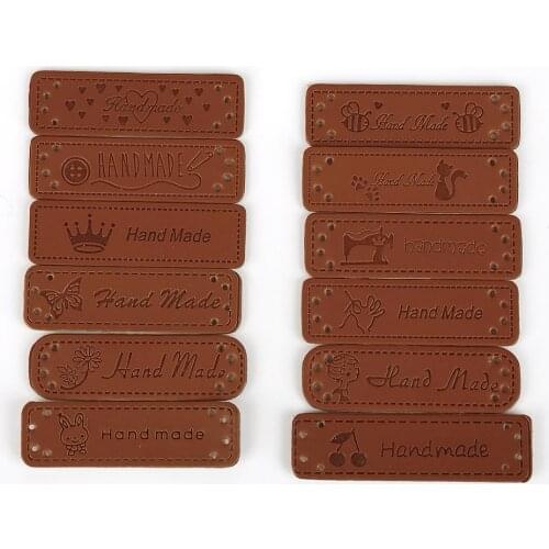 12Pcs Multi Patterns Handmade Clothing Labels Embossed Tags DIY Flag Labels For Garment Sewing socks Accessories