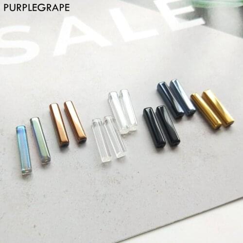 20pcs Glass Square Tube Straight Hole Beads diy Handmade Jewelry Earrings Accessories Material Bracelet Necklace Pendant