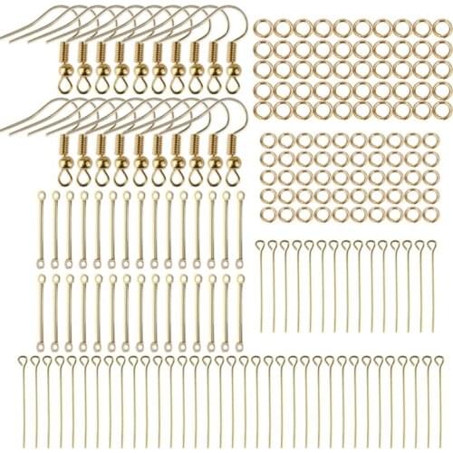 220 Pcs Gold Silver Color Earring Hooks Ear Wires Fish Hooks Earring Kit Jump Connectors Open Rings DIY Making Jewelry