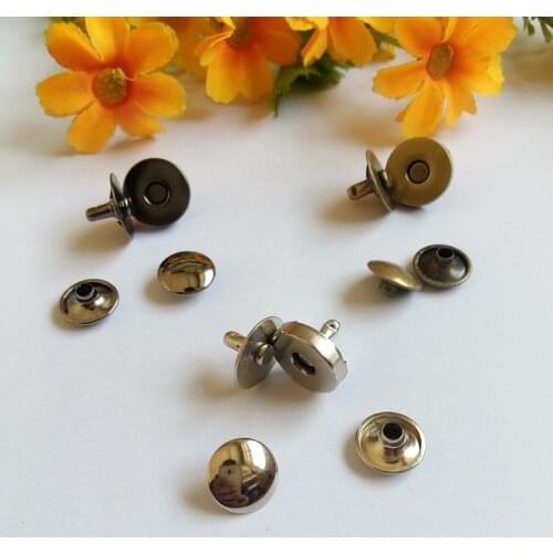 30 sets / Lot 14mm*3mm 9/16" Round Magnetic snaps purse Double Rivet closures Clasp Stud Button Fastener