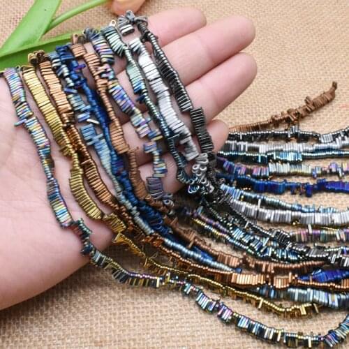 6x1mm 360pcs Matte Natural Stone Hematite Beads Two Holes Square loose Spacer Beads For Jewelry Making Diy Bracelets Pulseira