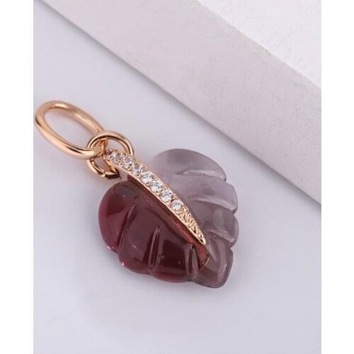 925 Sterling Silver Rose Gold Natural Forest Leaves Red Zircon Pendant Charm Bracelet DIY Jewelry Making For Pandora