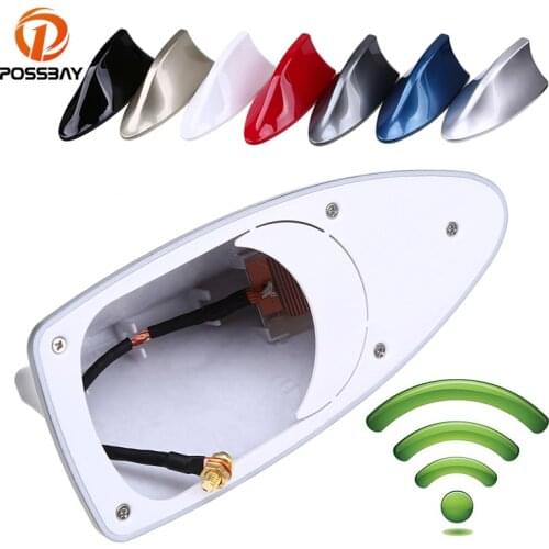 POSSBAY Car Roof Shark Fin Antenna Auto Aerial Signal FM/AM Decoration for Mini Cooper Citroen Suzuki Swift BMW VW Toyota Nissan