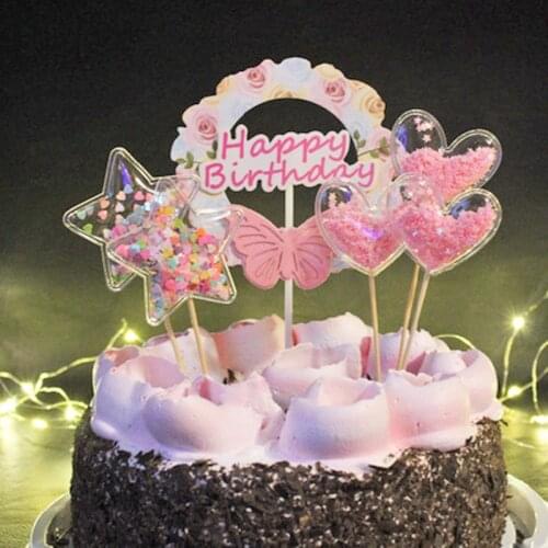 WEIGAO Bling Fairy PVC Cake Topper Star Cloud Crown Rainbow Unicorn Decoration Birthday Unicorn Rainbow Cake Decorating Supplies