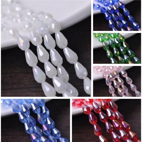 Teardrop Pear Shape Faceted AB Plated Crystal Glass 5x3 7x5 12x8mm 15x10mm 18x12mm Loose Crafts Beads for Jewelry Making DIY