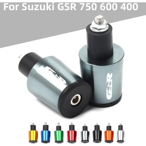 For Suzuki GSR750 600 400 7/8 22mm With Logo(GSR) 8 Color Motorcycle Accessories CNC Handlebar Grip End Plug Handle Bar End Cap