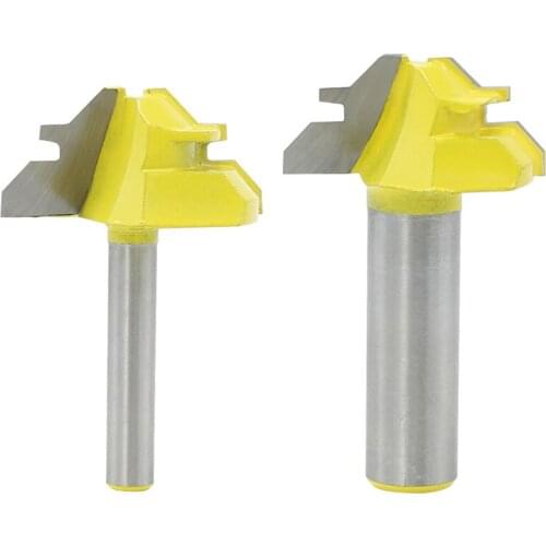 45 Degree Lock Miter Router Bit 6.35mm/12.7mm Shank Wood Tenon Milling Cutter Tool For MDF Plywood Carpenter Woodworking Tools