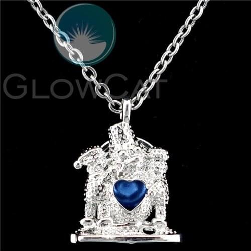 K1232 New Year Snowman Beads Cage Perfume Essential Oil Diffuser Pearl Cage Locket Necklace