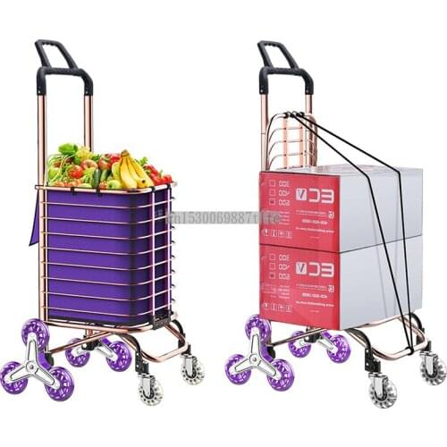 Shopping Cart Small Cart Grocery Trolley Household Cart Pull Cargo Folding Portable Climbing