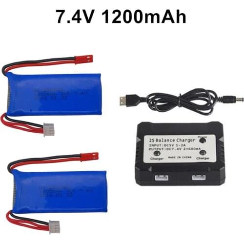 7.4v 1200mAh Lipo Battery with EU charger For YiZhan X6 MJX X101 X102h X1Brushless H16 WLtoys V353 V333 V323 V666 V262 RC Parts
