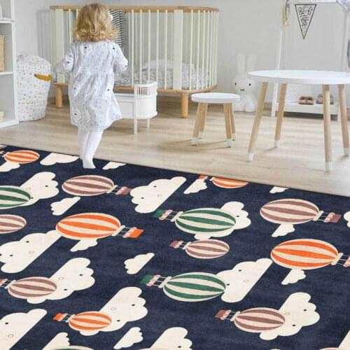 Fashion Modern Cartoon Hot Air Balloon Dark Blue Childrens Room Living Room Bedroom Bedside Carpet Floor Mat Customization