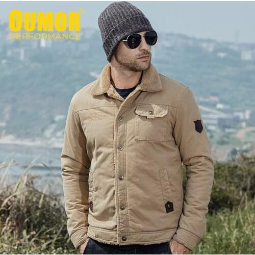 Oumor Mens Winter Outdoor Cotton Thick Fleece Warm Jacket Parkas Coat Men Outfit Autumn Military Army Cargo Jackets Parkas Men