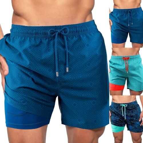 Mens Swimming Trunks Quick-drying Beach Shorts Summer Casual Cotton Blended Short With Elastic Waistband For Sport Running
