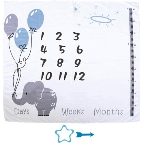 1 Set Baby Monthly Record Growth Milestone Blanket Newborn Photography Props Accessories Cartoon Printing Background 69HE